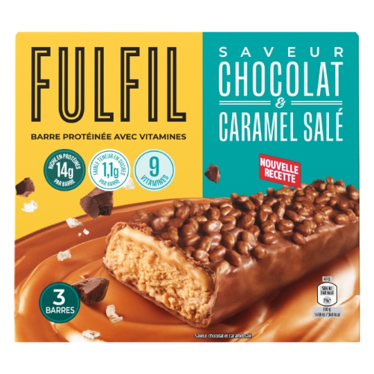 Barre Protéinée Chocolat et Caramel Salé avec Vitamines FULFIL