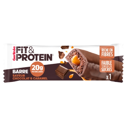Barre Protéinée Fit & Protein Chocolat & Caramel 20g de Protéines GERLINEA