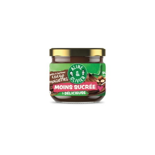 Pâte à Tartiner Cacao Noisettes moins Sucrée ALINE & OLIVIER