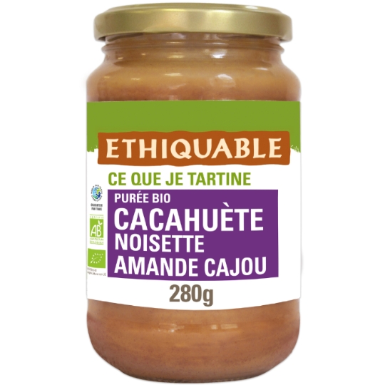 Pâte à Tartiner Purée cacahuète noisette amande cajou bio ETHIQUABLE