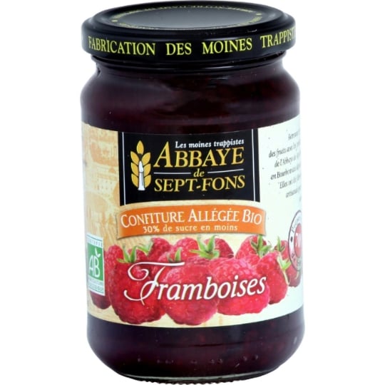 Confiture bio allégée framboises ABBAYE DE SEPT-FONS