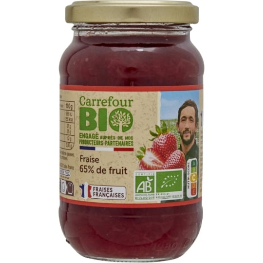 Confiture Fraise Bio Engagé auprès des producteurs partenaires CARREFOUR BIO