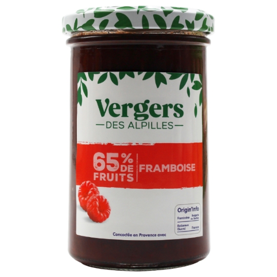 Confiture 65% de Fruits Framboise VERGERS DES ALPILLES