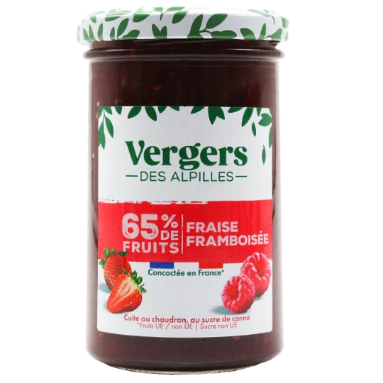Confiture 65% de Fruits Fraise Framboisée VERGERS DES ALPILLES