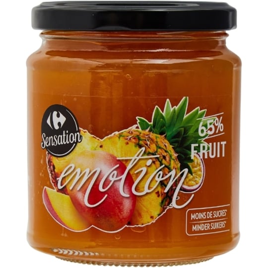 Confiture fruits exotiques allégée en sucres CARREFOUR SENSATION