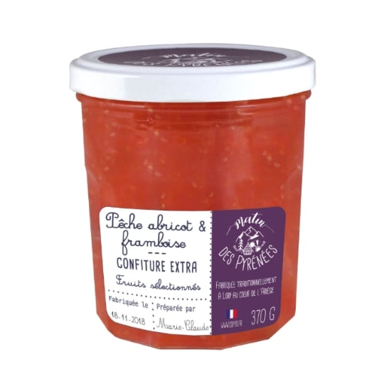 Confiture pêche abricot framboise MATIN DES PYRENEES
