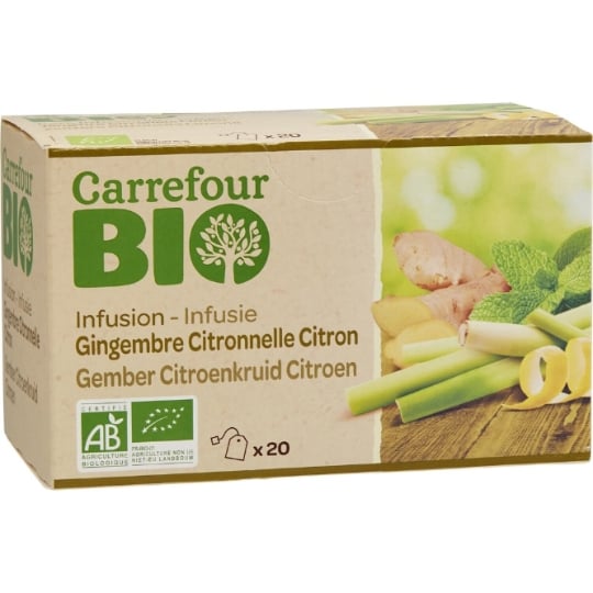 Infusion Gingembre Citronnelle Citron Bio CARREFOUR BIO