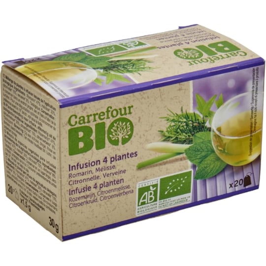 Infusion Romarin Mélisse Citronnelle et Verveine Bio CARREFOUR BIO