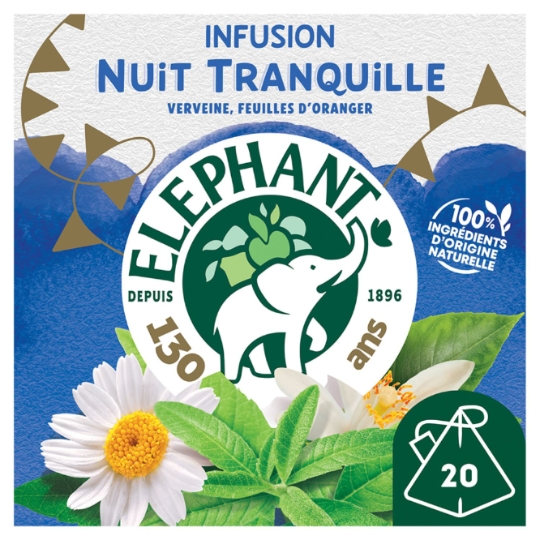 Infusion Verveine Feuilles d'Oranger Camomille Tilleul Nuit Tranquille ELEPHANT