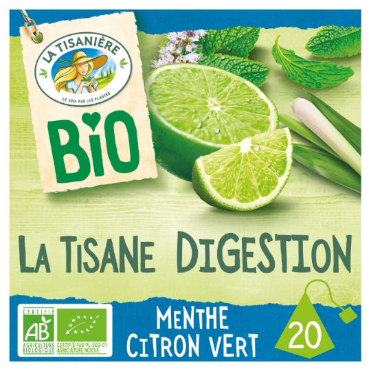 Infusion Menthe Citron Vert Digestion Bio LA TISANIERE