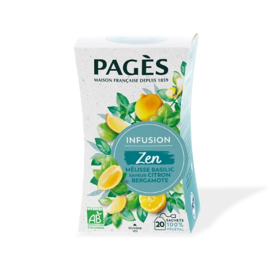 Infusion Bio Zen Mélisse Basilic Saveur Citron Bergamote PAGES