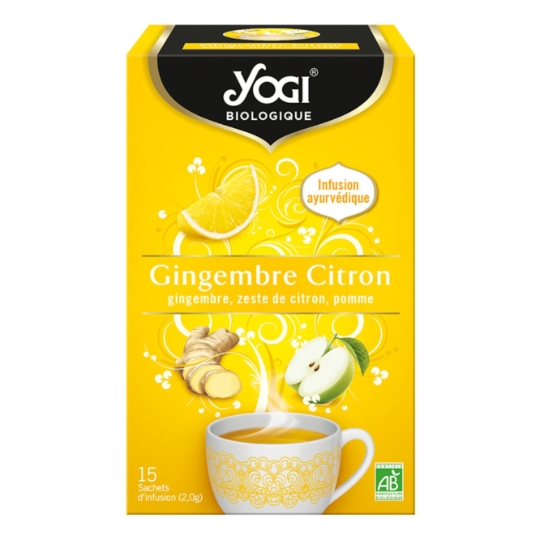 Thé infusion au gingembe citron et zeste de pomme YOGI