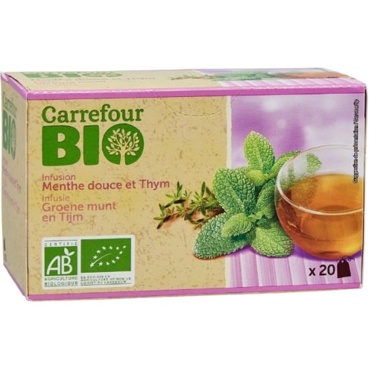 Infusion Menthe Douce et Thym Bio CARREFOUR BIO