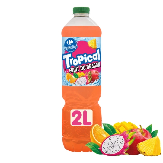 Boisson rafraîchissante saveur tropical fruit du dragon CARREFOUR SENSATION