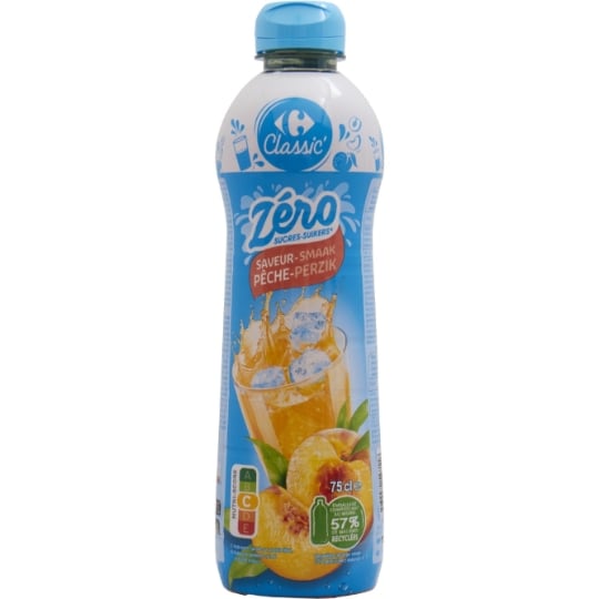 Sirop Pêche Zéro Sucres CARREFOUR CLASSIC'