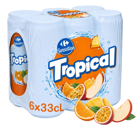 Boisson rafraîchissante aux jus de fruits à base de concentrés, saveur tropical et arômes naturels CARREFOUR SENSATION