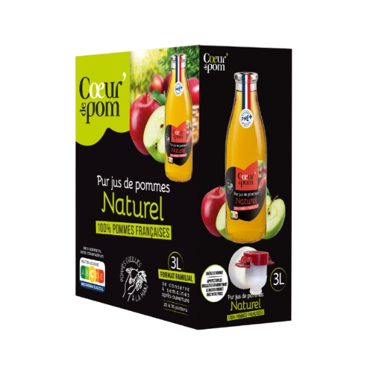 Jus de Pomme Pur Jus Multivariétal Sans Sucres Ajoutés COEUR DE POM'