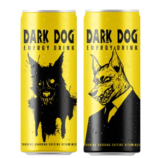 Boisson Énergisante Gazeuse Taurine Guarana Cafeine Vitamines DARK DOG