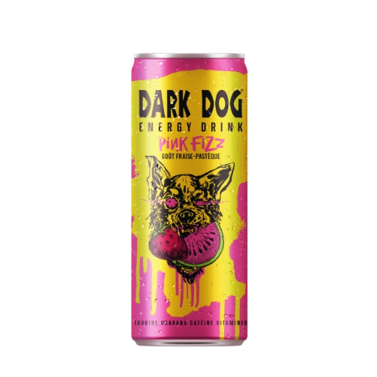 Boisson Énergisante Pink Fizz Goût Fraise-Pastèque DARK DOG