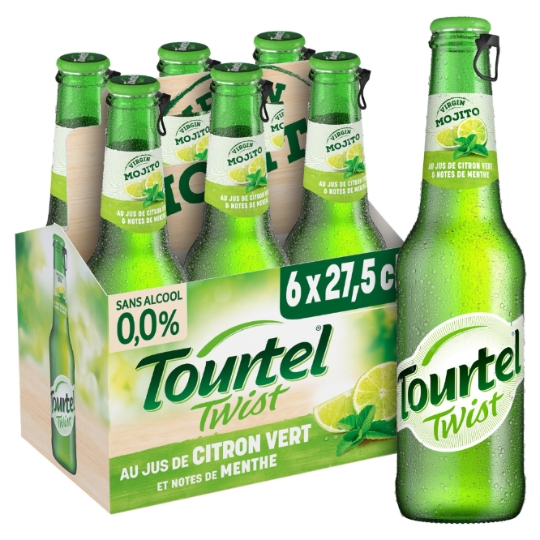 Bière Aromatisée Jus de Citron vert et Menthe Sans Alcool 0,0% TOURTEL TWIST