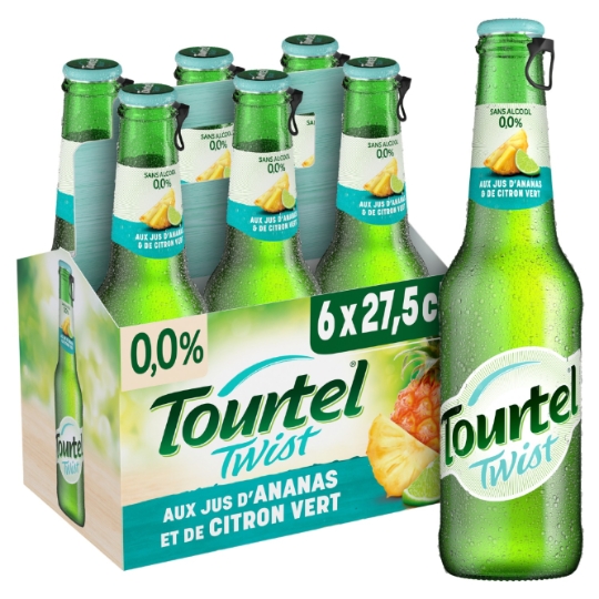Bière Aromatisée Jus d'Ananas et Citron Vert Sans Alcool TOURTEL TWIST