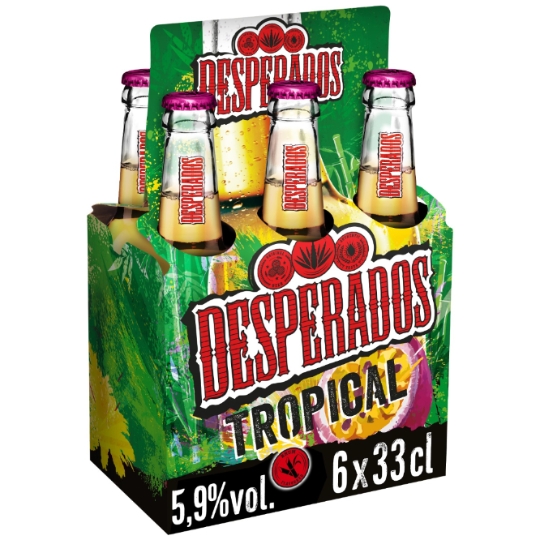 Bière Aromatisée au Spiritueux, Fruit de la Passion, Citron Vert, Tropical 5,9% DESPERADOS