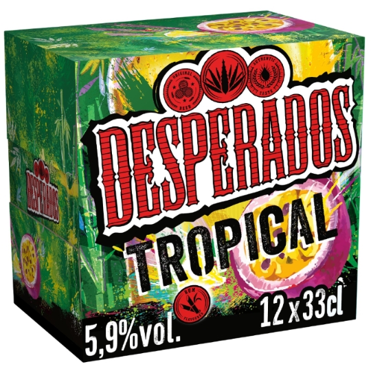 Bière Aromatisée au Spiritueux, Fruit de la Passion, Citron Vert, Tropical 5,9% DESPERADOS