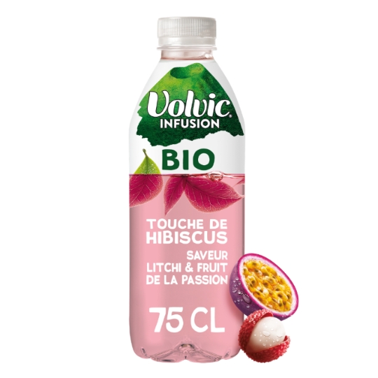 Eau Plate Aromatisée Hibiscus Litchi Passion Bio Infusion VOLVIC