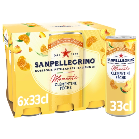 Eau Gazeuse Aromatisée Clémentine Pêche SAN PELLEGRINO MOMENTI