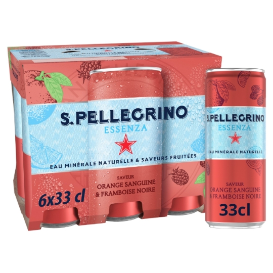 Eau Gazeuse Aromatisée Orange Sanguine Framboise Noire SAN PELLEGRINO ESSENZA