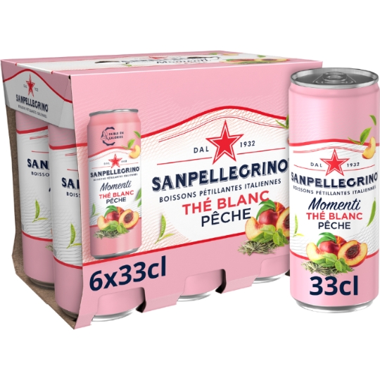 Eau Gazeuse Aromatisée Thé Blanc Pêche SAN PELLEGRINO MOMENTI
