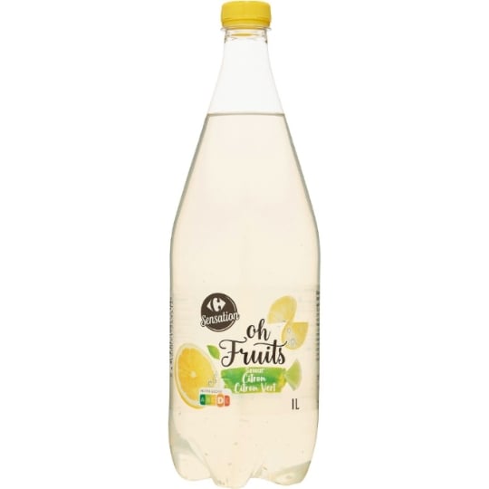 Eau Gazeuse Aromatisée Citron Citron Vert CARREFOUR SENSATION