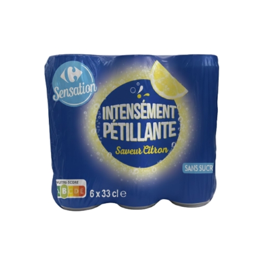 Eau Gazeuse Aromatisée Citron Sans Sucre Intensément Pétillante CARREFOUR SENSATION