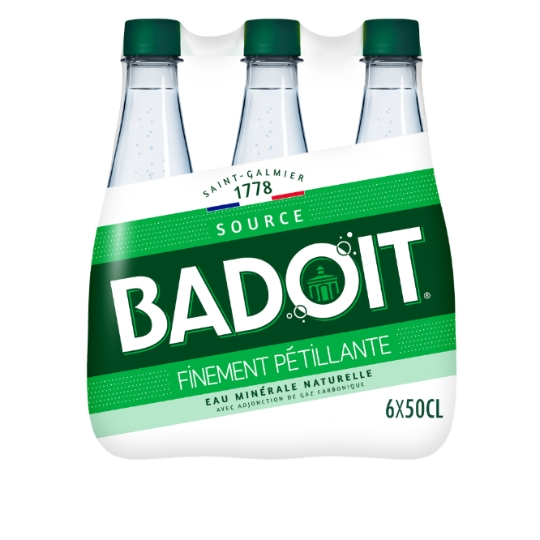 Eau Minérale Naturelle Gazeuse Finement Pétillante BADOIT