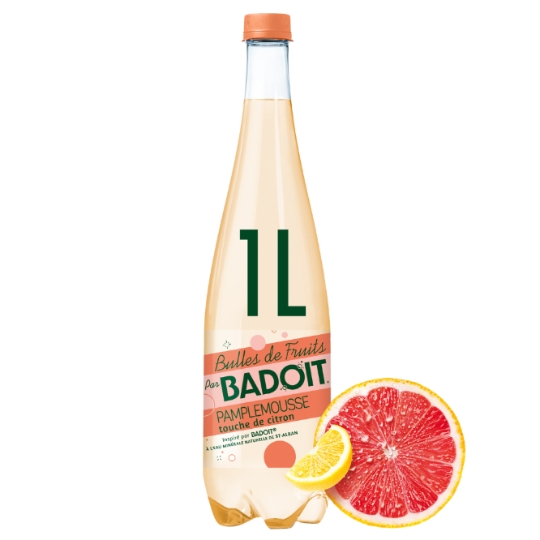 Eau Gazeuse Aromatisée Pamplemousse Citron Vert Bulles de Fruits BADOIT