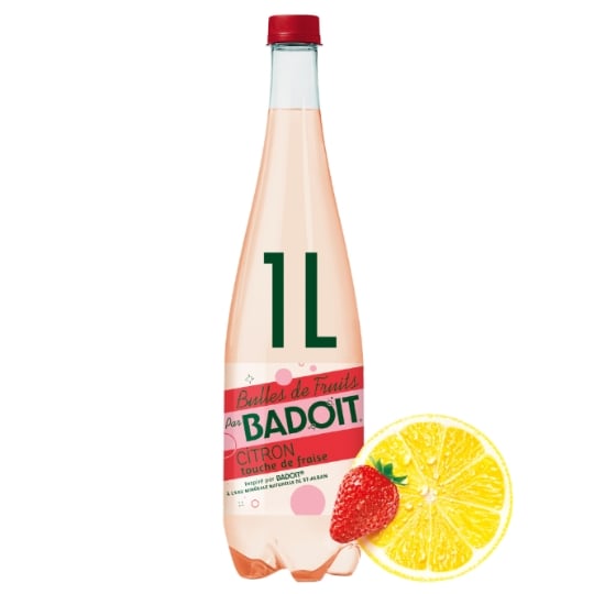 Eau Gazeuse Aromatisée Citron Fraise Bulles de Fruits BADOIT