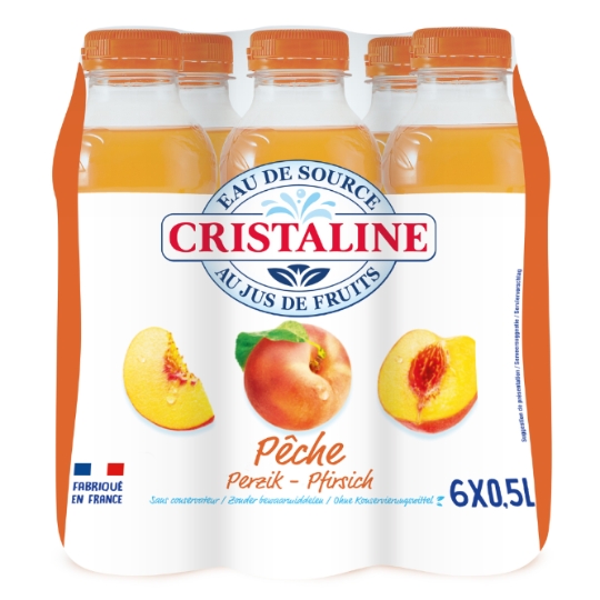 Eau Plate Aromatisée Jus de Pêche CRISTALINE