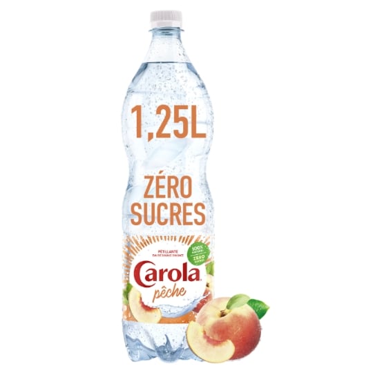 Eau Gazeuse Aromatisée Pêche Blanche Zéro Sucres CAROLA
