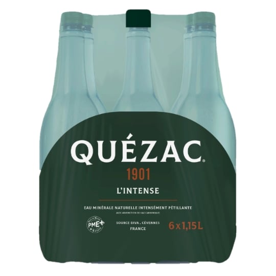 Eau Minérale Naturelle Gazeuse l'Intense QUEZAC