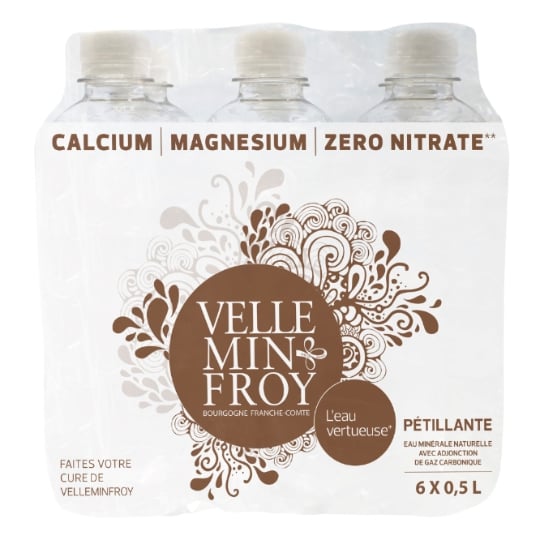 Eau Minérale Naturelle Pétillante Calcium Magnésium Zéro Nitrate VELLEMINFROY