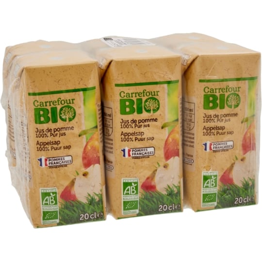 Jus de Pomme Pur Jus Bio Engagé auprès des producteurs partenaires CARREFOUR BIO