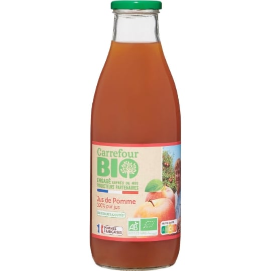 Jus de Pomme Pur Jus Bio Engagé auprès des producteurs partenaires CARREFOUR BIO
