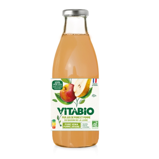 Jus de poire xénia et pomme ariane pur bio VITABIO