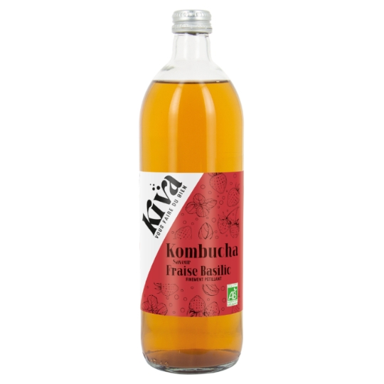 Kombucha Fraise Basilic Bio Finement Pétillant KIVA