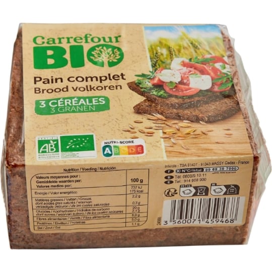 Pain complet 3 céréales CARREFOUR BIO