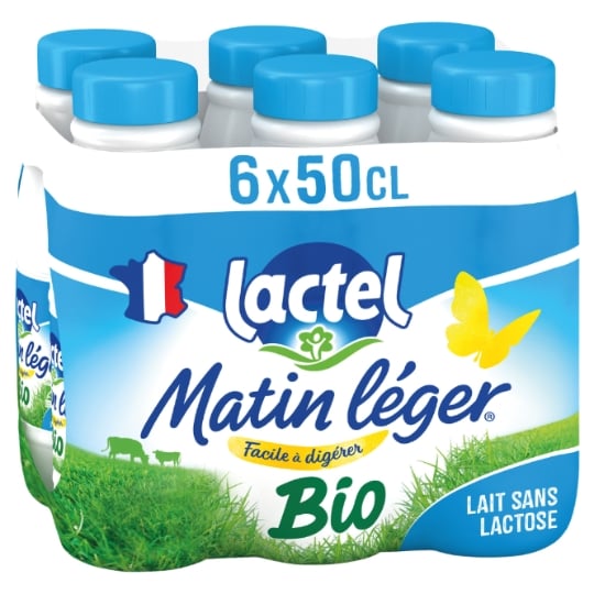 Lait Demi-Ecrémé Sans Lactose UHT 12% MG Bio Matin Léger LACTEL