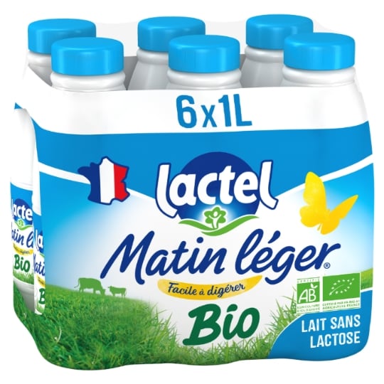 Lait Sans Lactose Bio 12% MG Matin Léger LACTEL