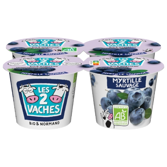 Yaourts  aux fruits bio myrtille LES 2 VACHES