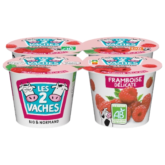 Yaourts aux fruits bio framboise LES 2 VACHES