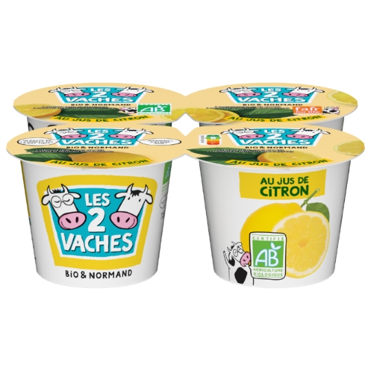 Yaourts citron brassé Bio  LES 2 VACHES